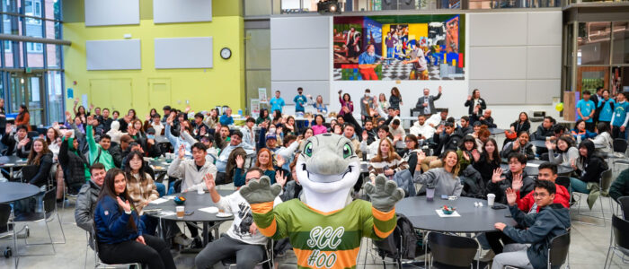 Dolphie at International Student Orientation